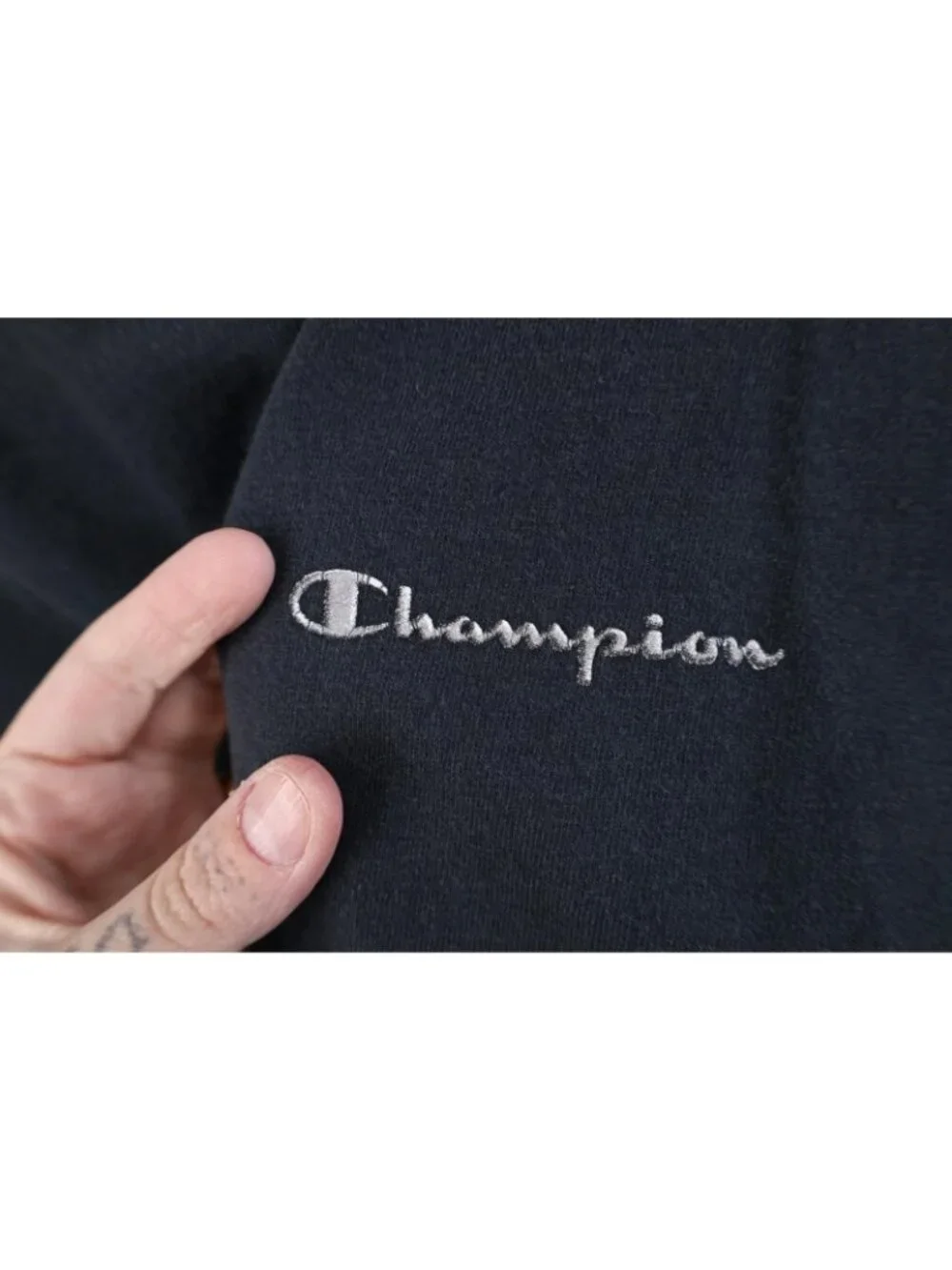 Vintage 90s Y2K Champion Mens Medium Distressed Spell Out T-Shirt Black Cotton - Picture 4 of 14